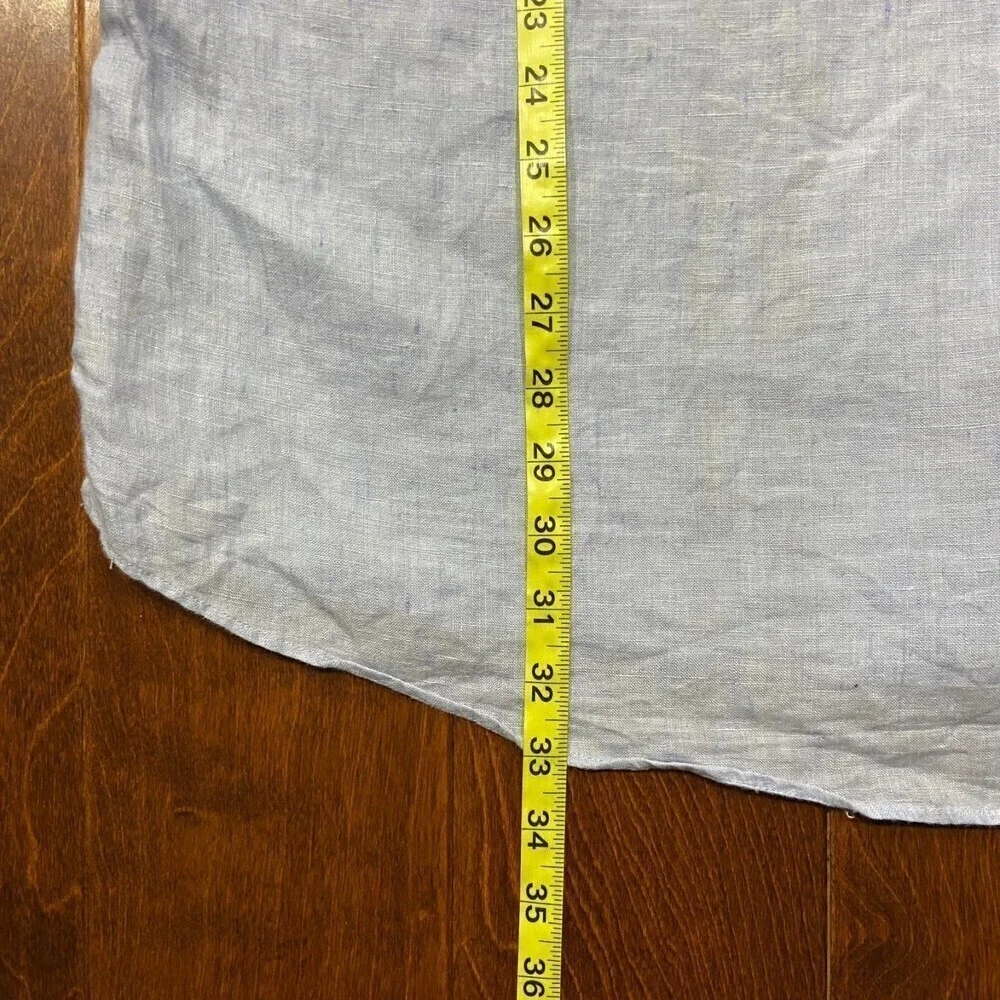 Burma Bibas 100% Linen Casual Button Down Baby Blue Shirt Men's Size XL - Picture 6 of 8